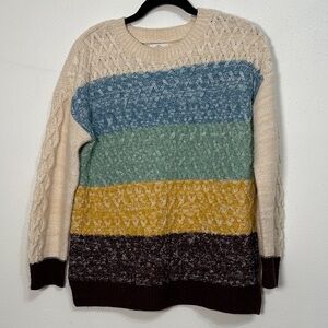 St. John's Bay Cream and Multicolor Striped Sweater